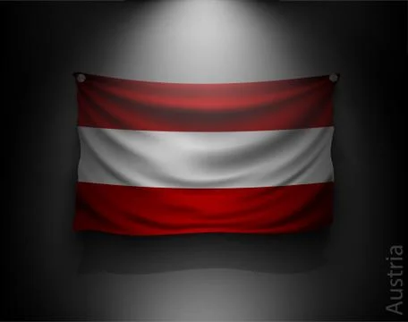 Waving flag on a dark wall with a spotlight, illuminated Stock Illustration