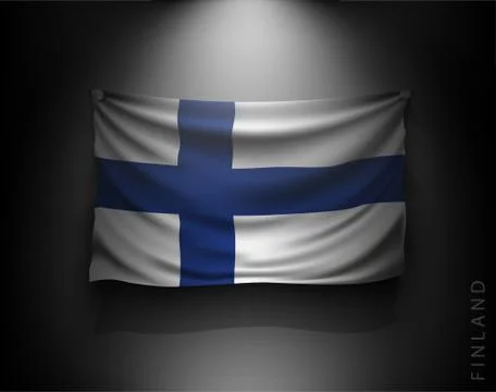 Waving flag on a dark wall with a spotlight, illuminated Stock Illustration