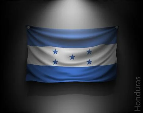 Waving flag on a dark wall with a spotlight, illuminated Stock Illustration