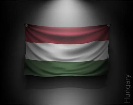 Waving flag on a dark wall with a spotlight, illuminated Stock Illustration