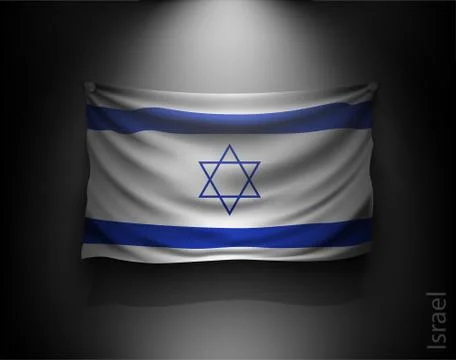 Waving flag on a dark wall with a spotlight, illuminated Stock Illustration