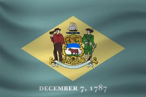 Waving flag of Delaware. Vector illustration Stock Illustration