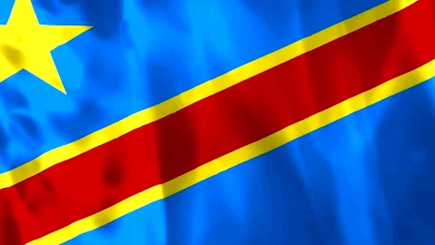 Waving flag of the Democratic Republic of the Congo with fabric texture Video stock 343583612