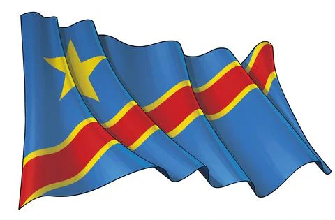 Waving Flag of Democratic Republic of Congo Stock Illustration