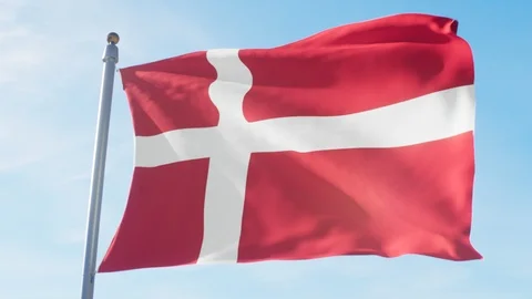 Waving Flag Of Denmark Loop Stock Footage 127487368