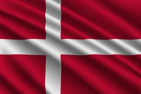 Waving flag of Denmark on silk background Stockillustratie