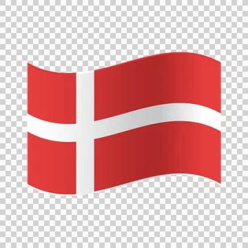 Waving flag of Denmark on transparent background isolated. Иллюстрация