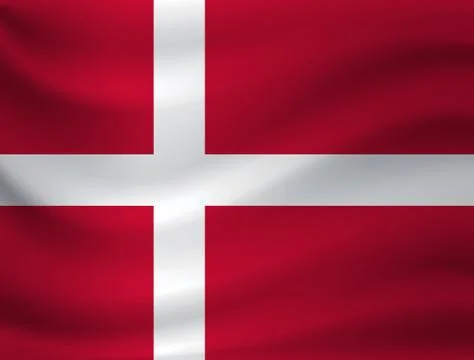 Waving flag of Denmark. Vector illustration Stock Illustration