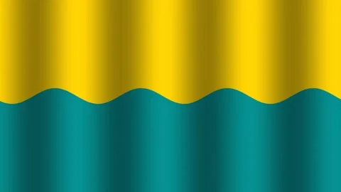 Waving flag design in yellow and teal colors with simple Stock Footage 338277616