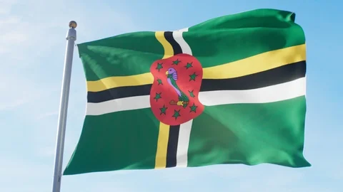 Waving Flag Of Dominica Loop Stock Footage 127576169