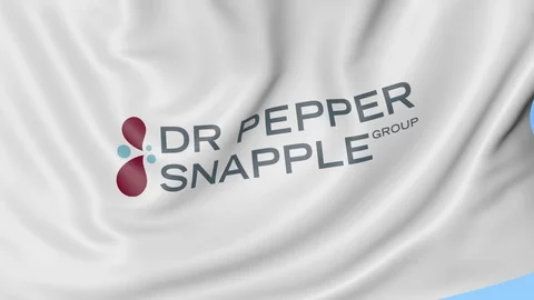Waving flag with Dr Pepper Snapple Group logo. Seamles loop 4K editorial Stock-Footage 76325575