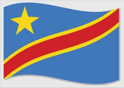 Waving flag of DRC vector graphic. Waving Congolese flag illustration. DRC co Stock-Illustration
