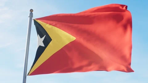 Waving Flag Of East Timor Loop Stock Footage 127574584