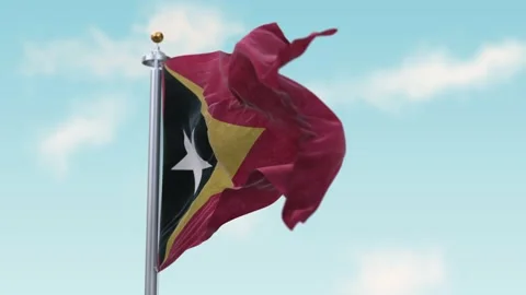 Waving Flag of East Timor in Wind . Flag Seamless Loop East Timor. Stock Footage 151000052