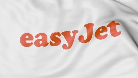 Waving flag of EasyJet editorial 3D rendering Stock Illustration