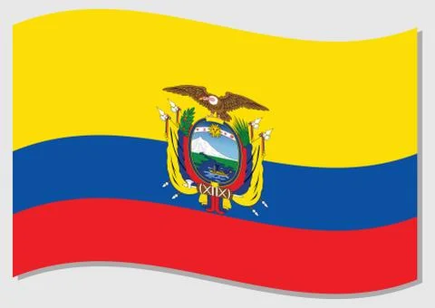 Waving flag of Ecuador vector graphic. Waving Ecuadorian flag illustration. E Stock-Illustration