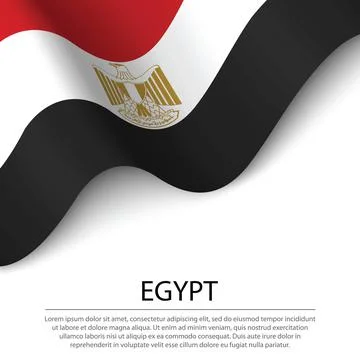 Waving flag of Egypt on white background. Banner or ribbon template for indep Illustration