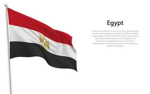 Waving flag of Egypt on white background. Template for independence day Stockillustratie