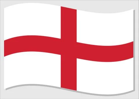 Waving flag of England vector graphic. Waving English flag illustration. Engl Stock Illustration