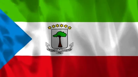 Waving flag of Equatorial Guinea with official national emblem and vibrant .. Video stock 343582469