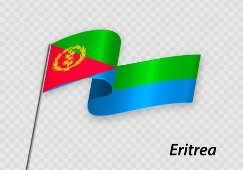 Waving flag of Eritrea on flagpole. Template for independence day Illustration