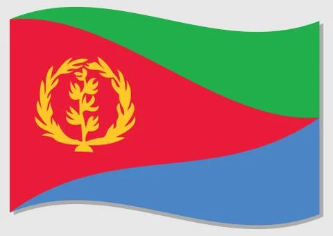 Waving flag of Eritrea vector graphic. Waving Eritrean flag illustration. Eri Stock Illustration