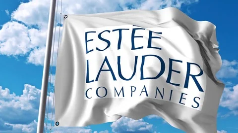 Waving flag with Estee Lauder Companies , Stock Video