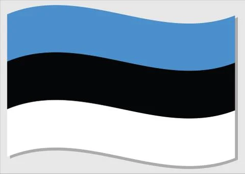 Waving flag of Estonia vector graphic. Waving Estonian flag illustration. Est Ilustración de archivo