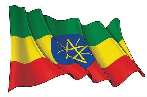 Waving Flag of Ethiopia Stock Illustration