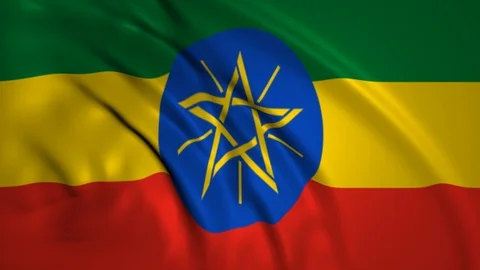 Waving Flag of Ethiopia in the Wind Stock Footage 97380455
