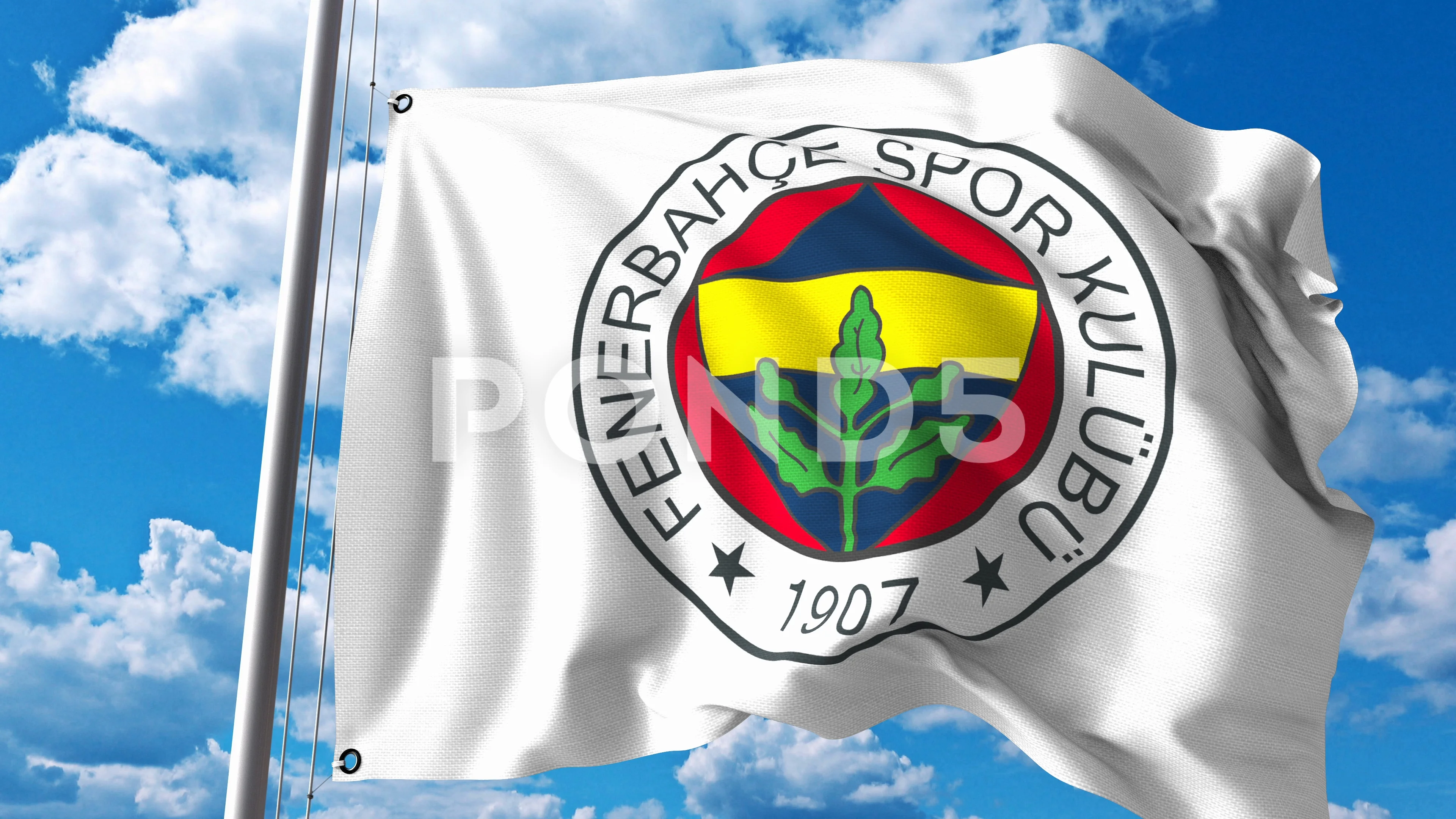 Waving Flag With HNK Rijeka Football Club Logo. Editorial 3D