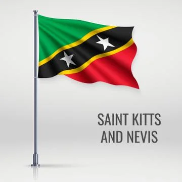 Waving flag on flagpole Stock Illustration