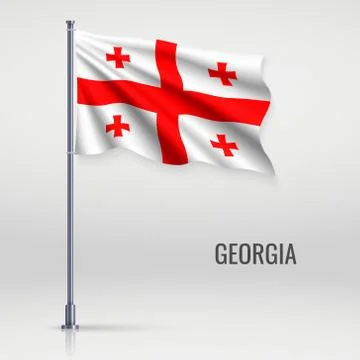 Waving flag on flagpole. Illustrazione stock