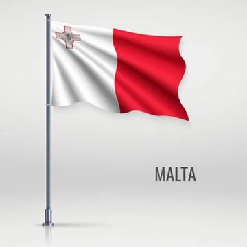 Waving flag on flagpole. Illustrazione stock