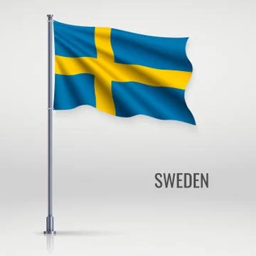 Waving flag on flagpole. Stockillustratie