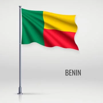 Waving flag on flagpole Illustration