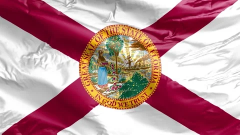Waving flag of Florida State, FL, USA. 4K Loop Stock Footage 260525428