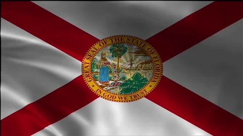Waving Flag of Florida State Loop - 4K USA Banner Stock Footage 340030281