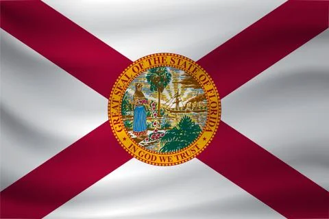Waving flag of Florida. Vector illustration Stock Illustration