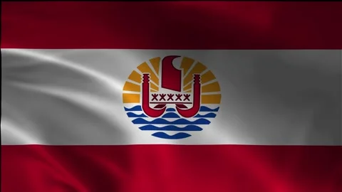 Waving Flag of French Polynesia Loop - 4K National Banner Stock Footage 340030283