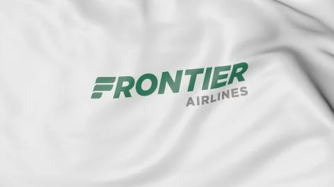 Waving flag of Frontier Airlines editorial 3D rendering Stock Illustration