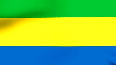 A waving flag of Gabon featuring green yellow and blue horizontal stripes Stock-Footage 346545778