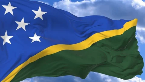 Waving flag gainst the blue sky Solomon Islands Stock Footage 96038778