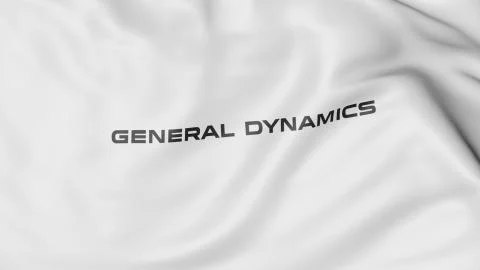 Waving flag with General Dynamics logo. Editorial 3D rendering イラスト素材