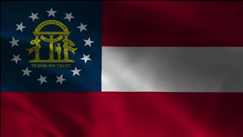 Waving Flag of Georgia State Loop - 4K USA Banner Stock Footage 340030285