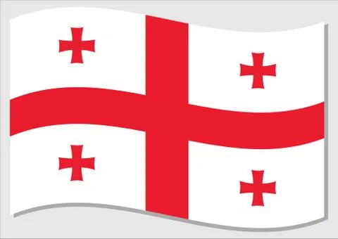 Waving flag of Georgia vector graphic. Waving Georgian flag illustration. Geo Illustration