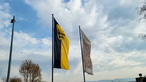 Waving Flag of the German state Baden-Wuerttemberg, 4K Stock Footage 234320163