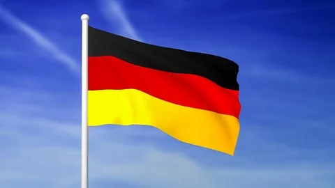 Waving flag of Germany on the blue sky background Stock Footage 83111420