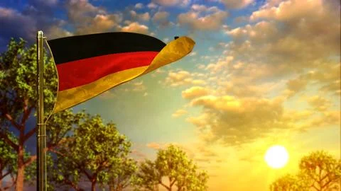 Waving flag of Germany at sundown for day of the flag Stock Illustration