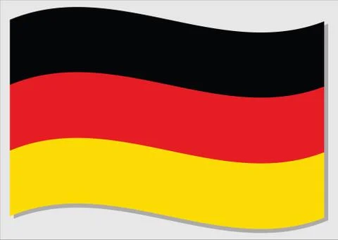 Waving flag of Germany vector graphic. Waving German flag illustration. Germa Stock Illustration